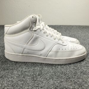 Nike Court Vision Mid Mens 9 Triple White Shoes Classic Casual Sneakers